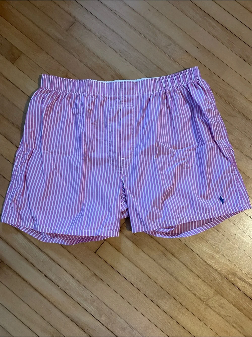 POLO RALPH LAUREN Boxer Shorts Sleep Loungewear Pink White Stripe Unisex Large
